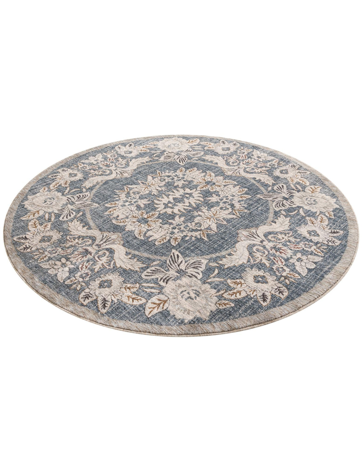 Heritage Harbor Collection Area Rug -  Seabreeze Round Harbor Blue  lifestyle 111