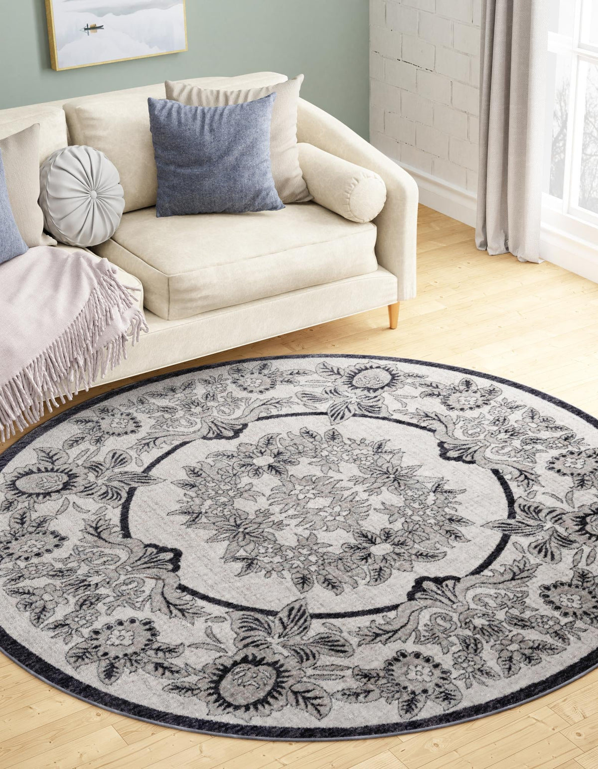Heritage Harbor Collection Area Rug -  Seabreeze Round Ivory  lifestyle 140