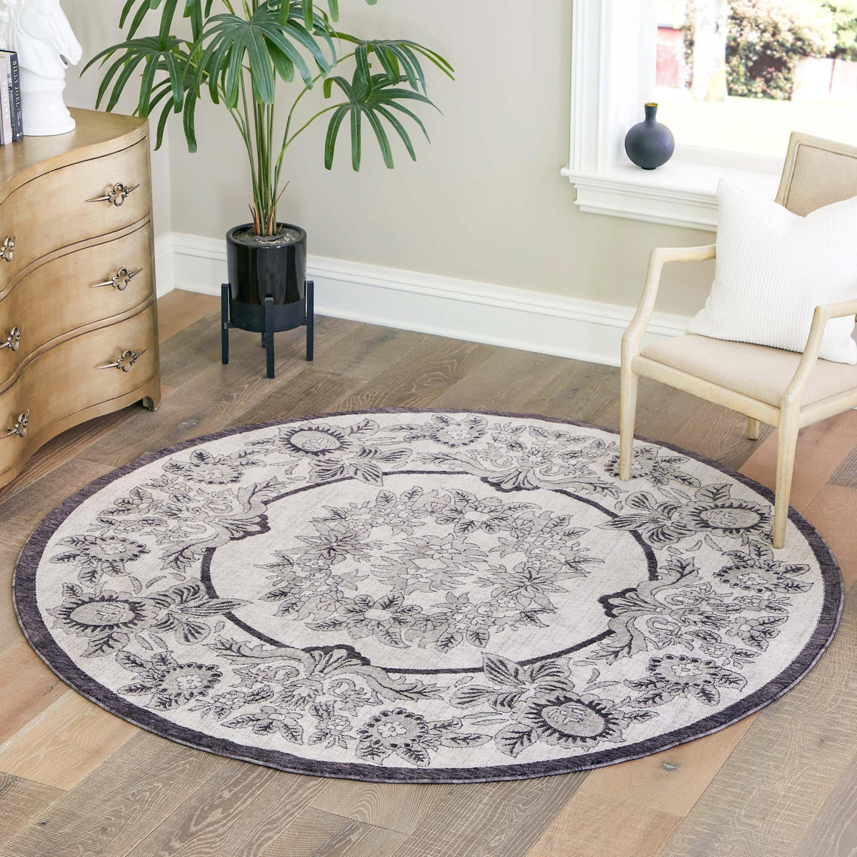 Heritage Harbor Collection Area Rug -  Seabreeze Round Ivory  lifestyle 144
