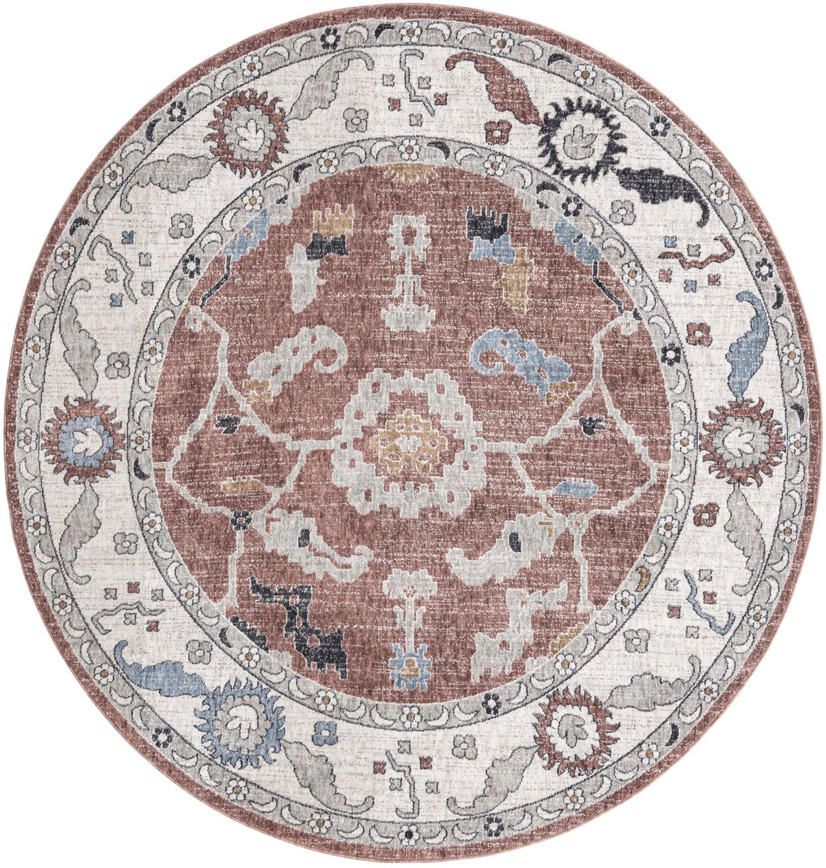 Heritage Harbor Collection Area Rug -  Dockside Round Dusty Rose  lifestyle 85