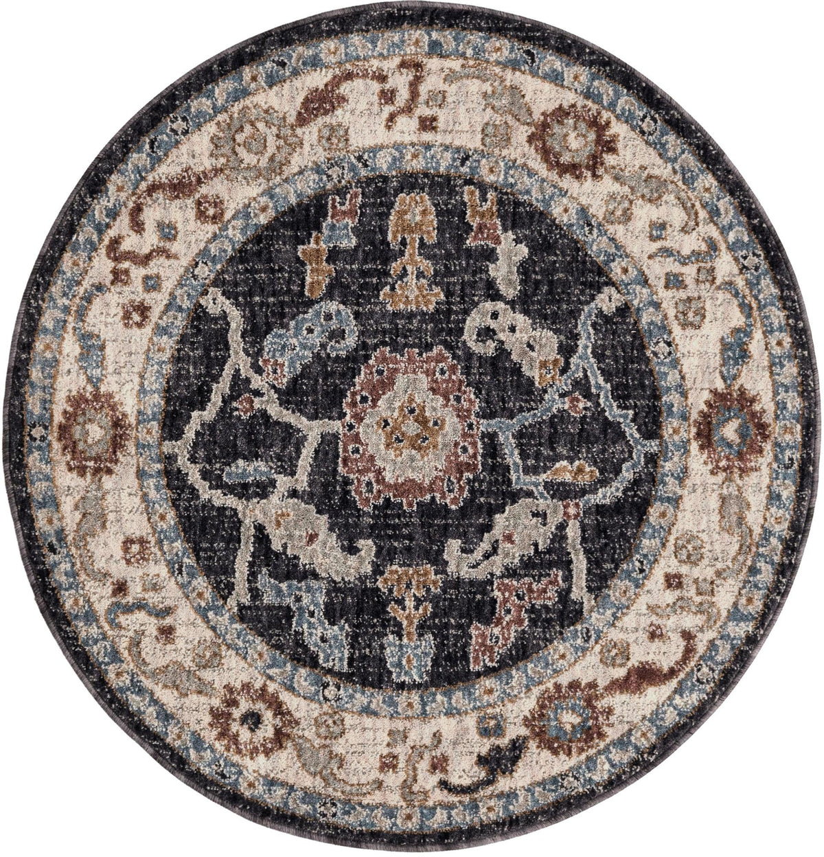 Heritage Harbor Collection Area Rug -  Dockside Round Charcoal Gray  lifestyle 108
