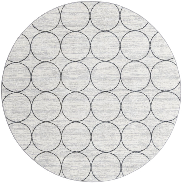 Garden Maze Retreat Collection Area Rug -  Ivyhaven Round White  lifestyle 56