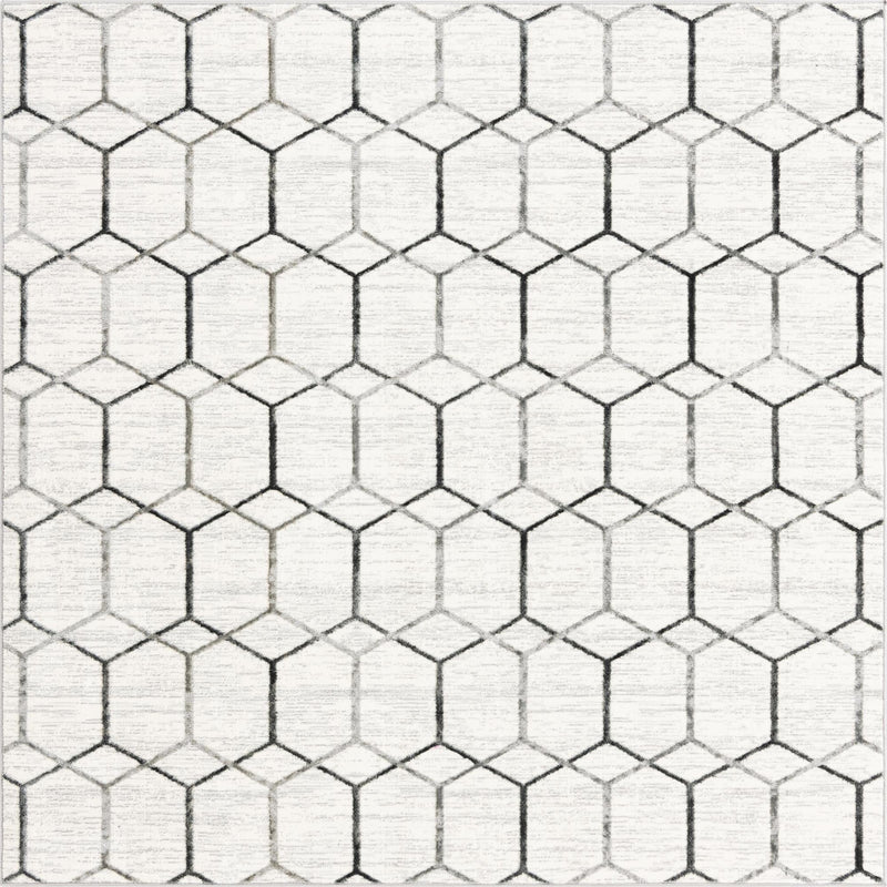 Garden Maze Retreat Collection Area Rug - Hedgegrove Square White  lifestyle 56