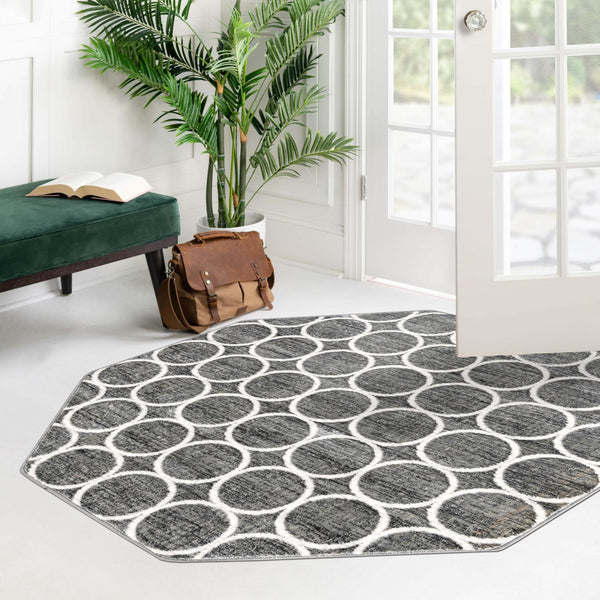 Garden Maze Retreat Collection Area Rug -  Ivyhaven Octagon Gray  lifestyle 126