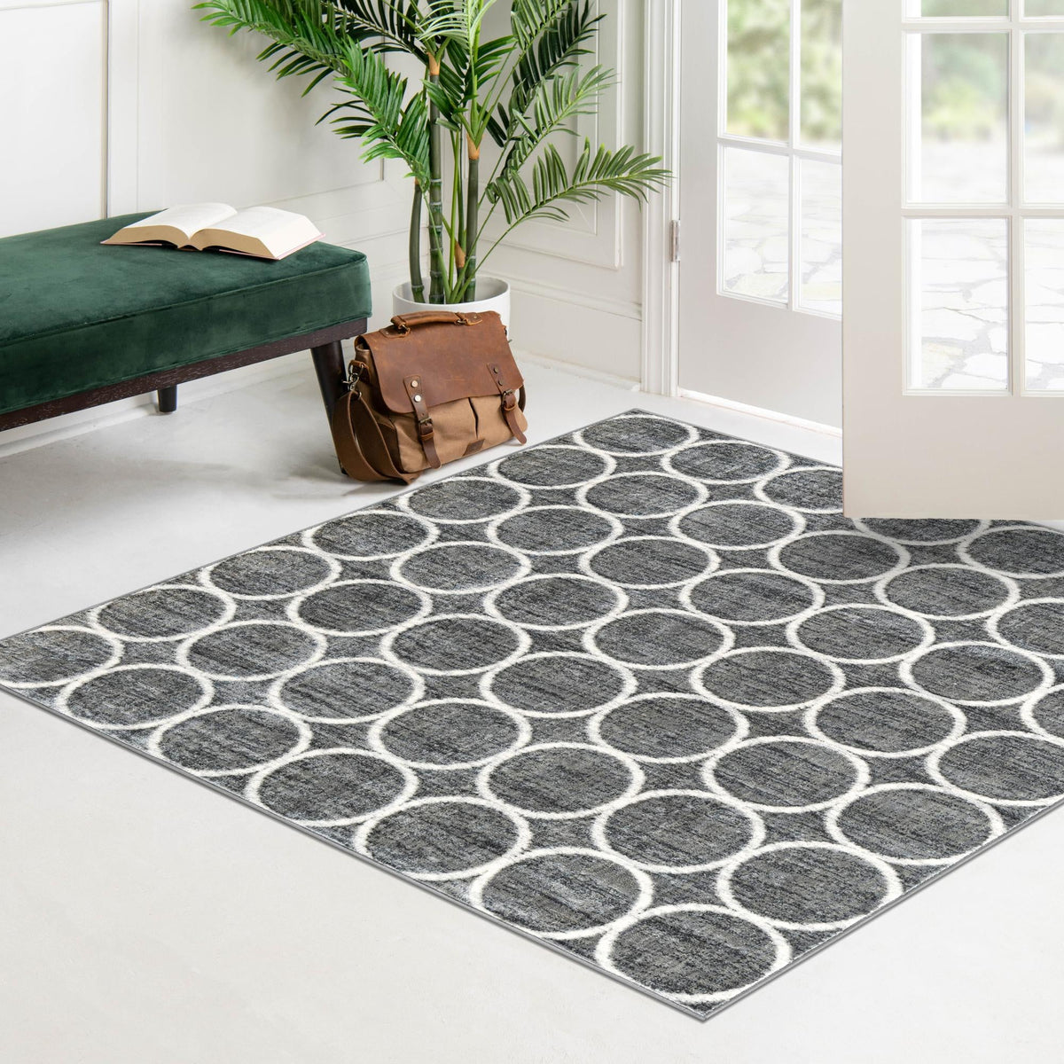 Garden Maze Retreat Collection Area Rug -  Ivyhaven Square Gray  lifestyle 127