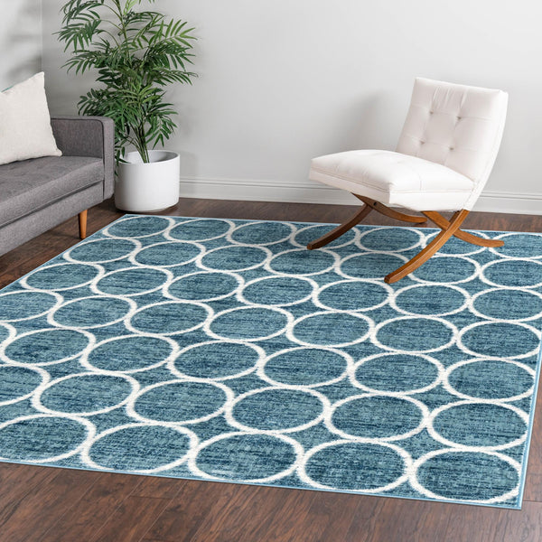 Garden Maze Retreat Collection Area Rug -  Ivyhaven Square Blue  lifestyle 121