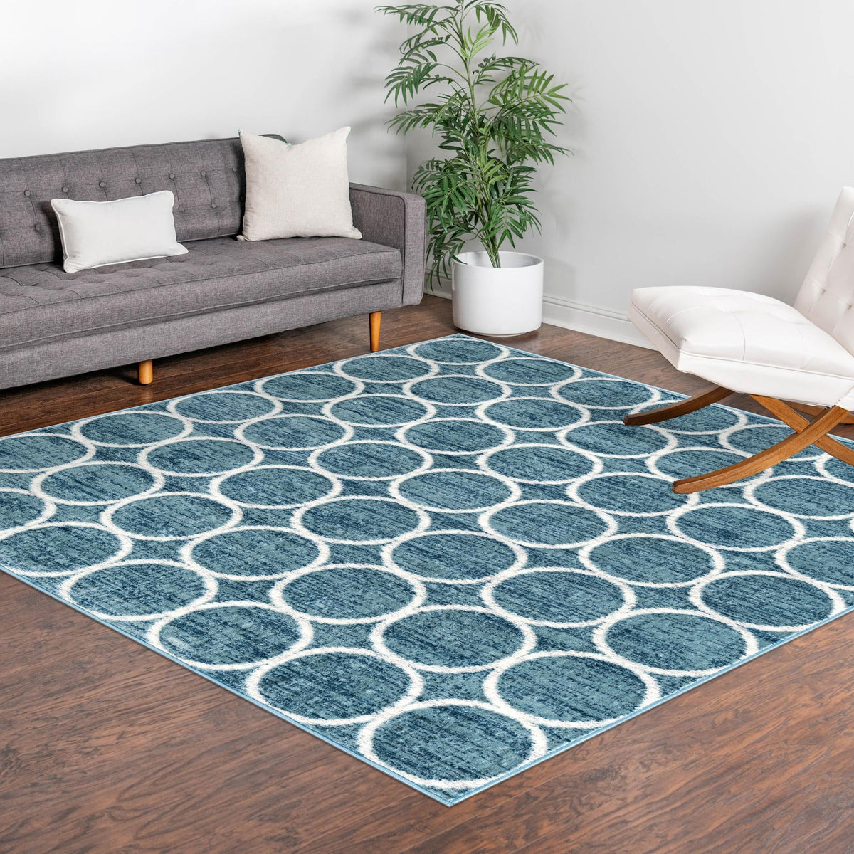 Garden Maze Retreat Collection Area Rug -  Ivyhaven Square Blue  lifestyle 129