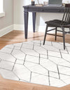 Garden Maze Retreat Collection Area Rug -  Greenbower Octagon White  lifestyle 84