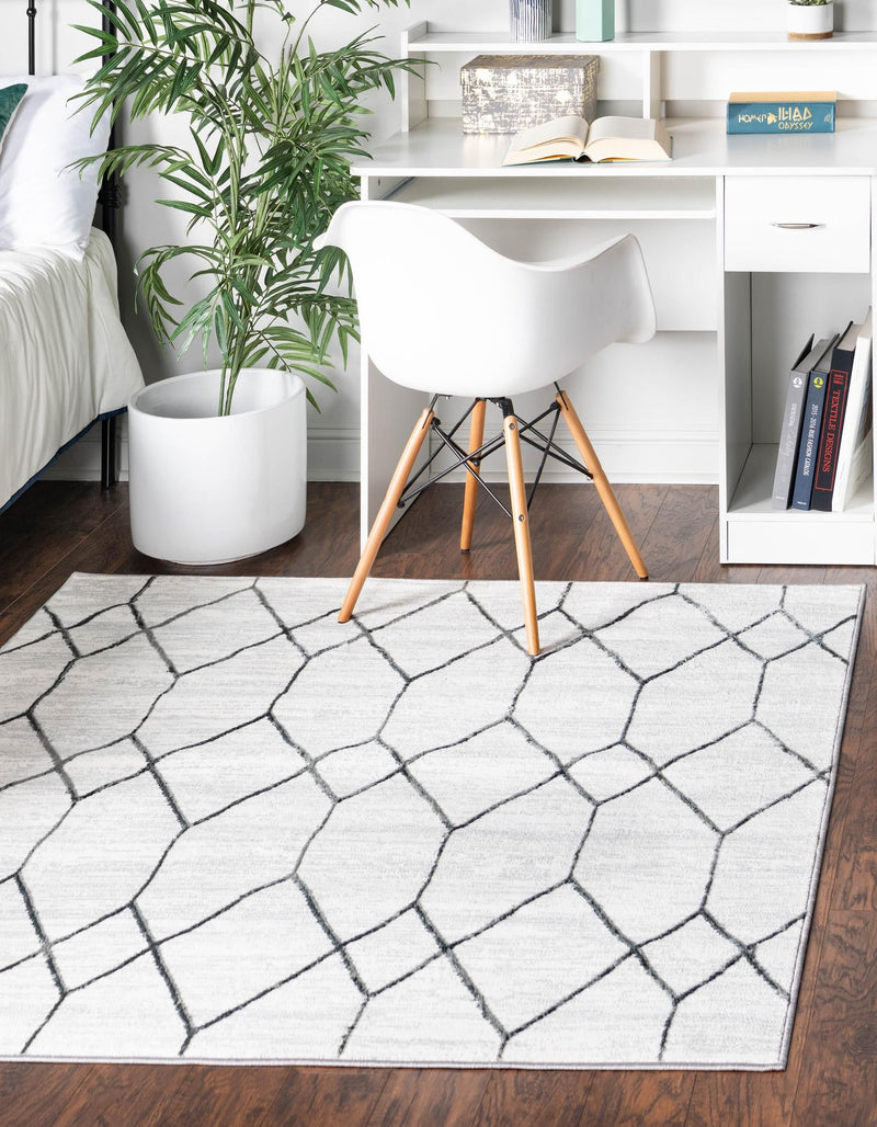 Garden Maze Retreat Collection Area Rug -  Greenbower Square White  lifestyle 63