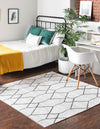 Garden Maze Retreat Collection Area Rug -  Greenbower Square White  lifestyle 72
