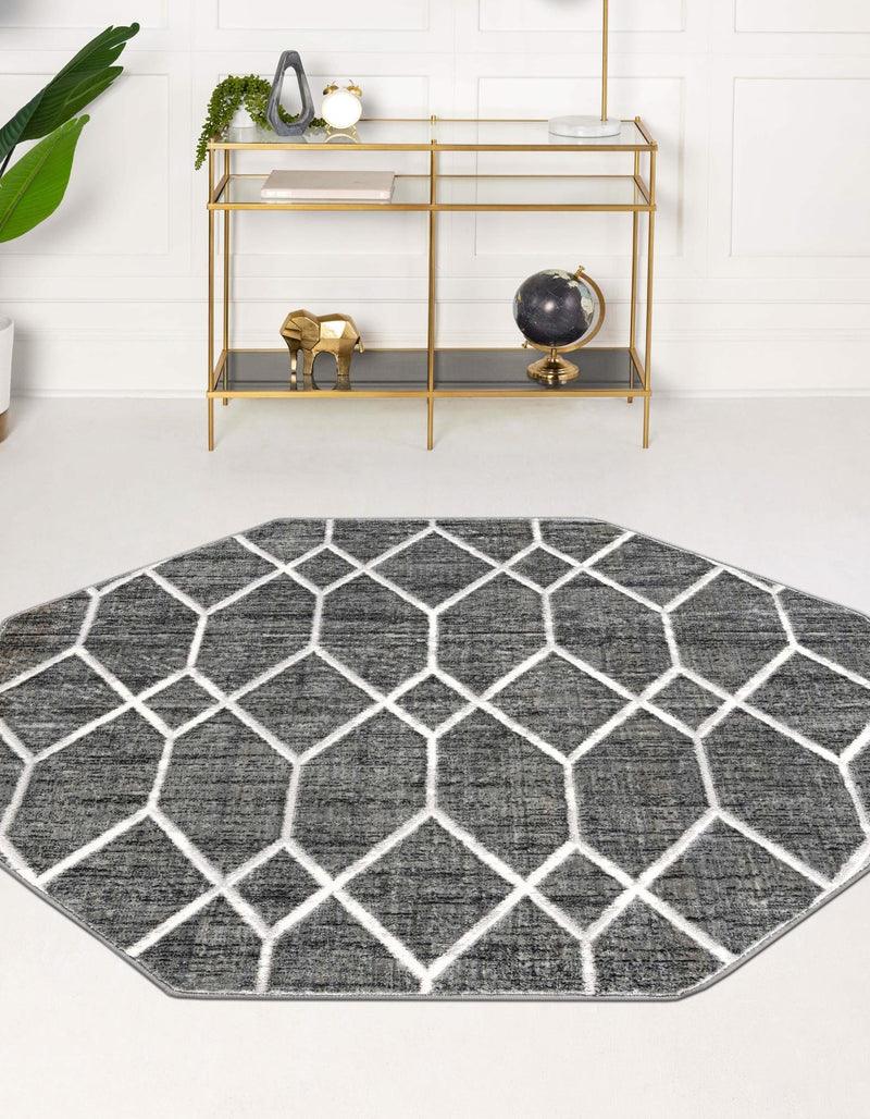 Garden Maze Retreat Collection Area Rug -  Greenbower Octagon Gray  lifestyle 70