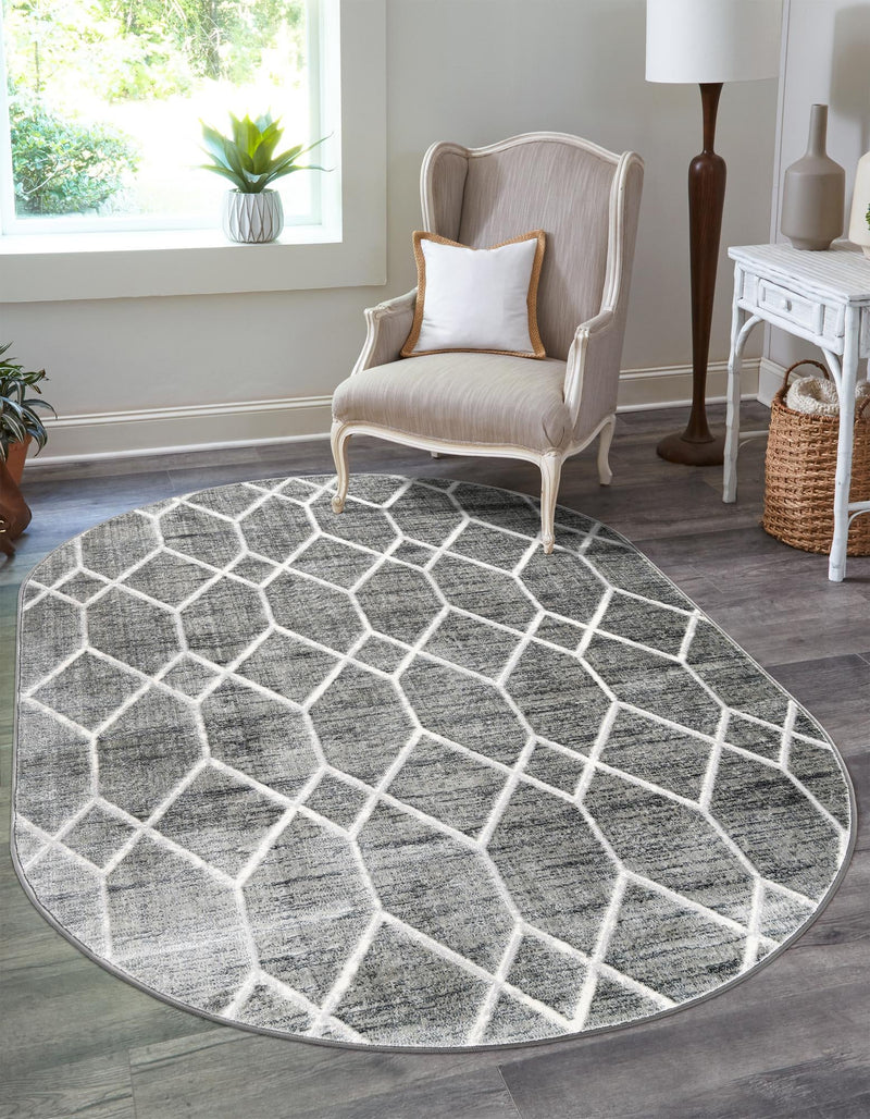 Garden Maze Retreat Collection Area Rug -  Greenbower Oval Gray  lifestyle 141