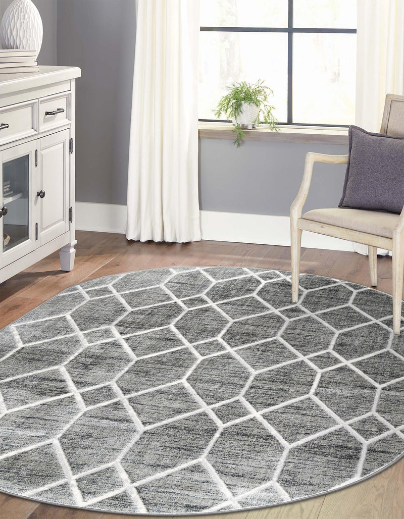 Garden Maze Retreat Collection Area Rug -  Greenbower Oval Gray  lifestyle 159