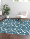Garden Maze Retreat Collection Area Rug -  Greenbower Square Blue  lifestyle 72