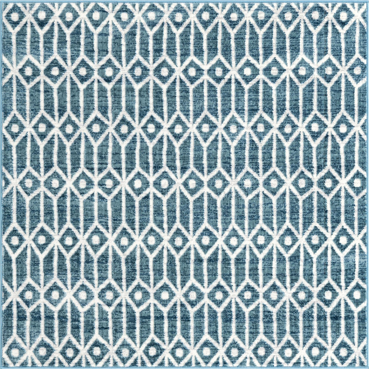 Garden Maze Retreat Collection Area Rug -  Mazeview Square Blue  lifestyle 66
