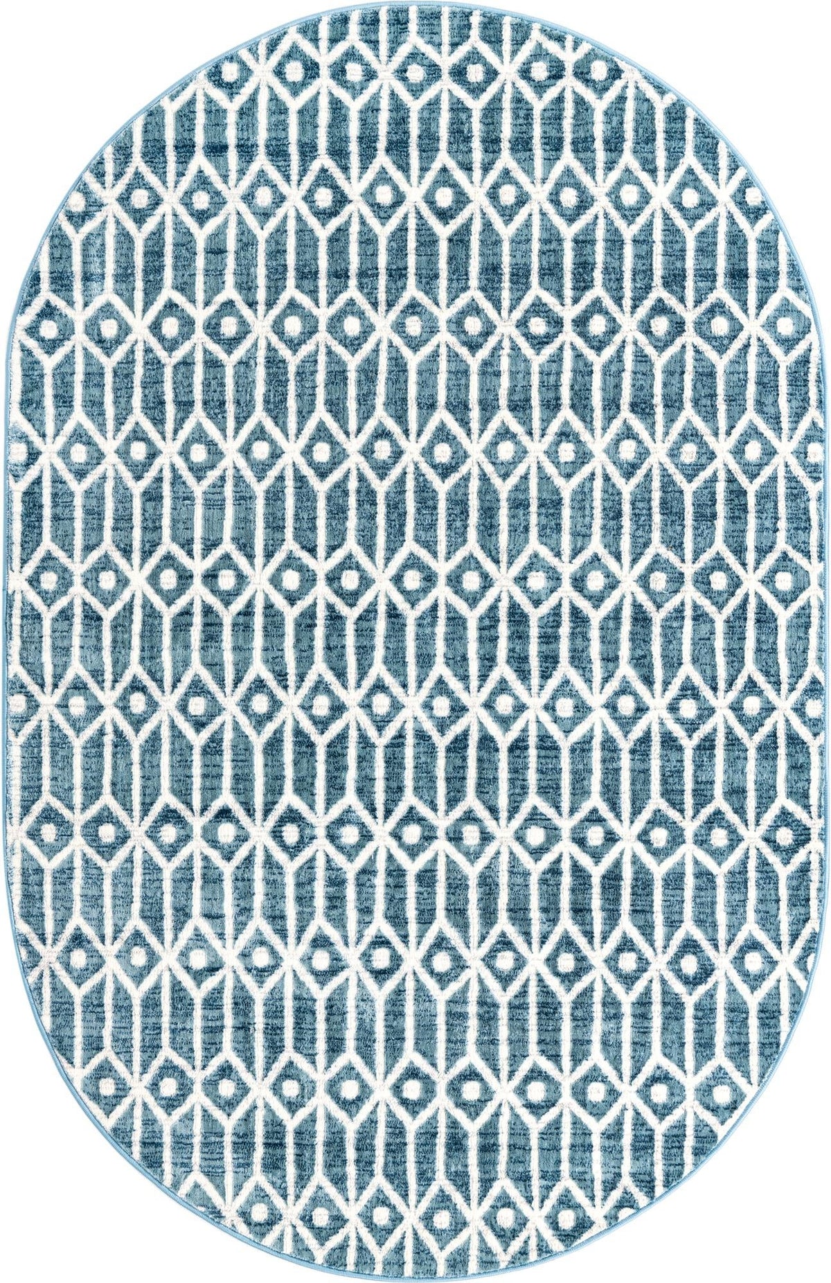 Garden Maze Retreat Collection Area Rug -  Mazeview Oval Blue  lifestyle 67