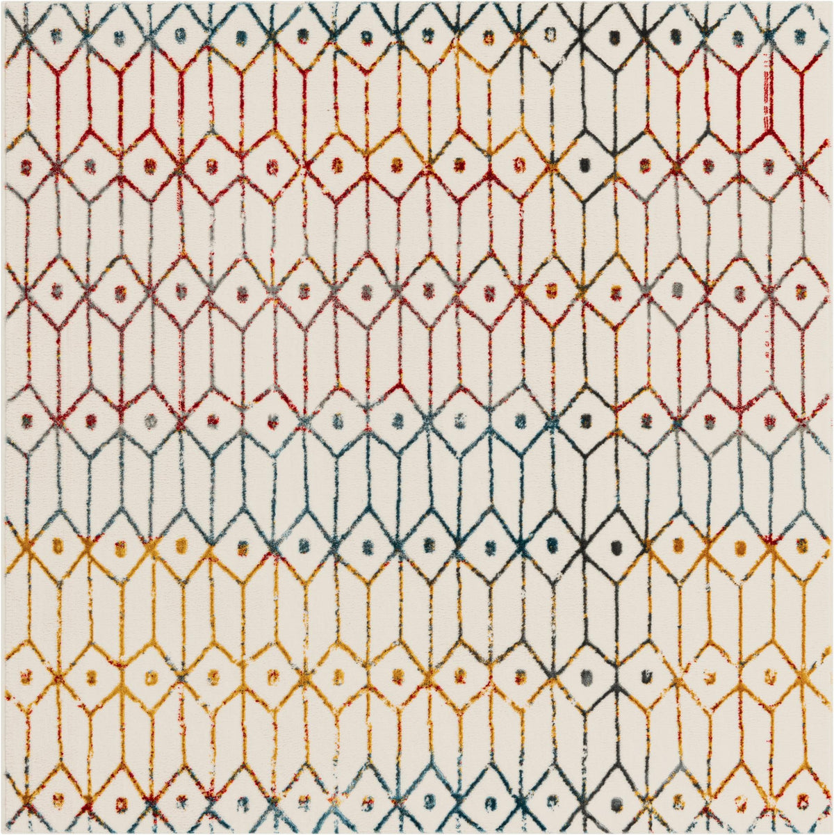 Garden Maze Retreat Collection Area Rug -  Mazeview Square Multi  lifestyle 62