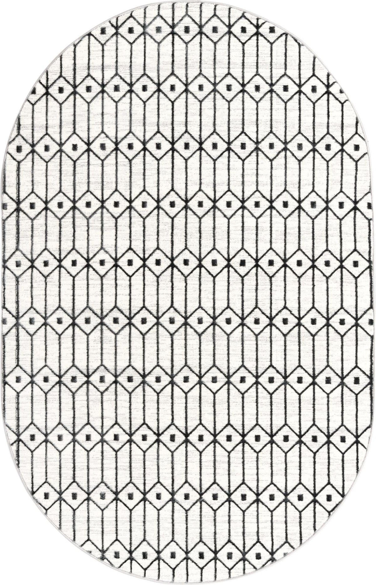 Garden Maze Retreat Collection Area Rug -  Mazeview Oval White  lifestyle 70