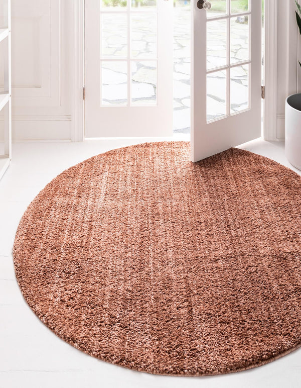 Plush Paradise Retreat Collection Area Rug - Santorini (Grapefruit Pink) Round Grapefruit Pink  lifestyle 15