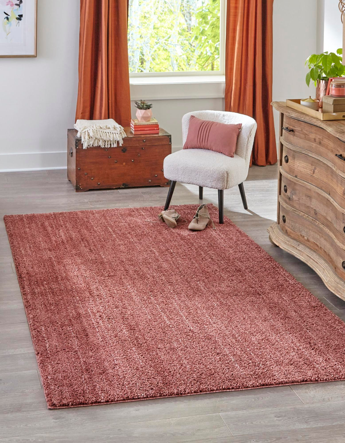 Plush Paradise Retreat Collection Area Rug - Santorini Rectangle Pomegranate Red  lifestyle 5