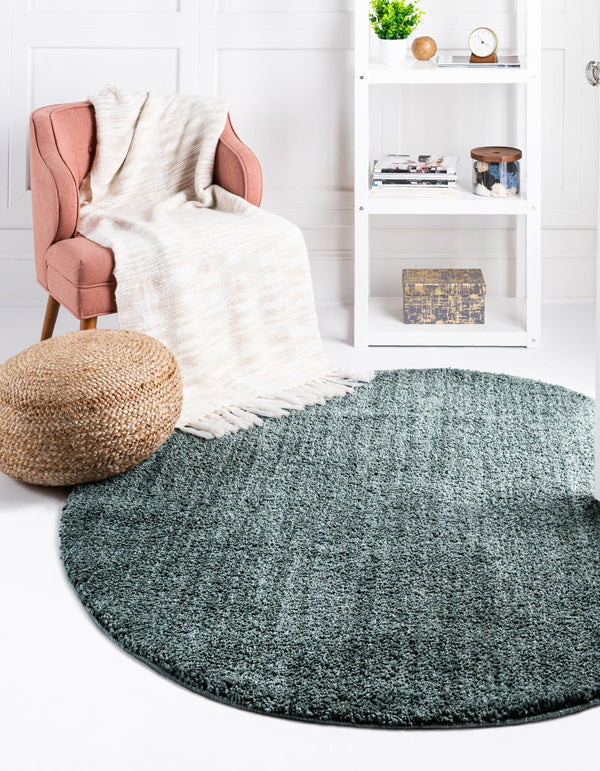 Plush Paradise Retreat Collection Area Rug - Santorini (Rosemary Green) Round Rosemary Green  lifestyle 19