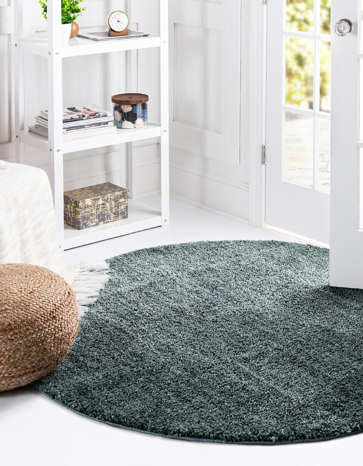 Plush Paradise Retreat Collection Area Rug - Santorini Round Rosemary Green  lifestyle 74