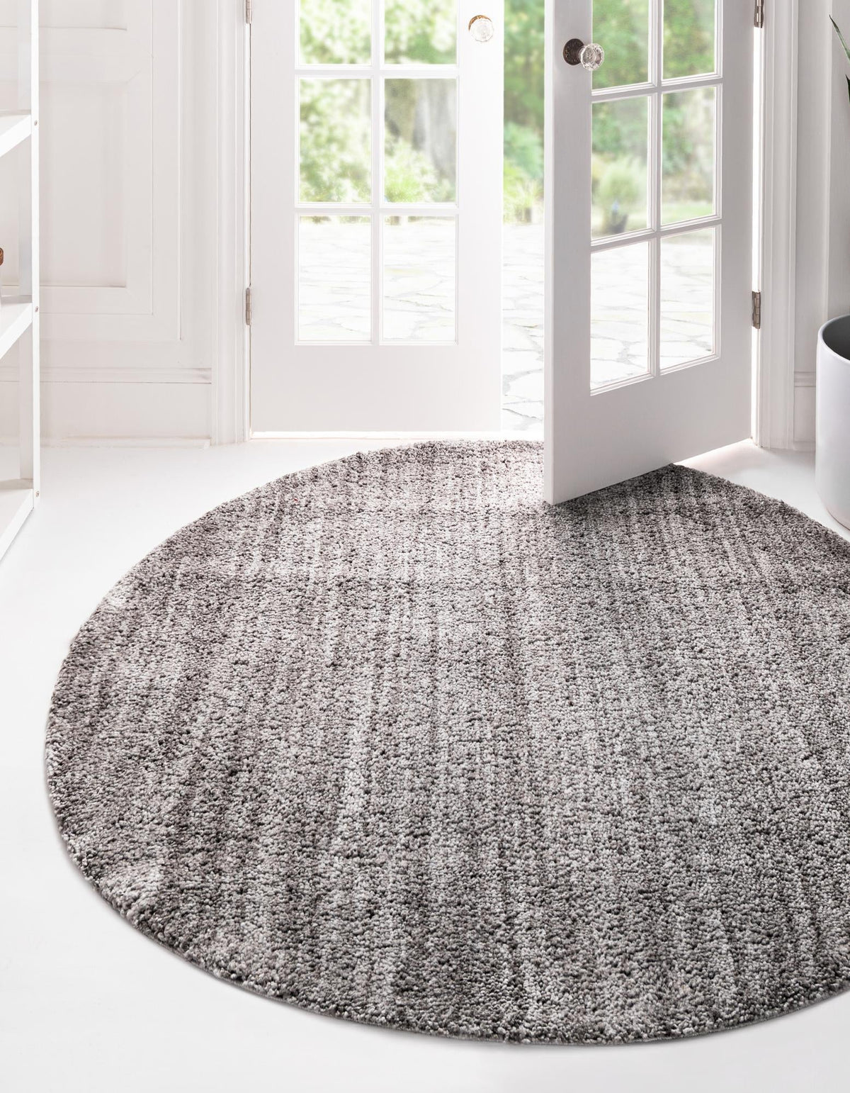 Plush Paradise Retreat Collection Area Rug - Santorini Round Pepper Gray  lifestyle 52