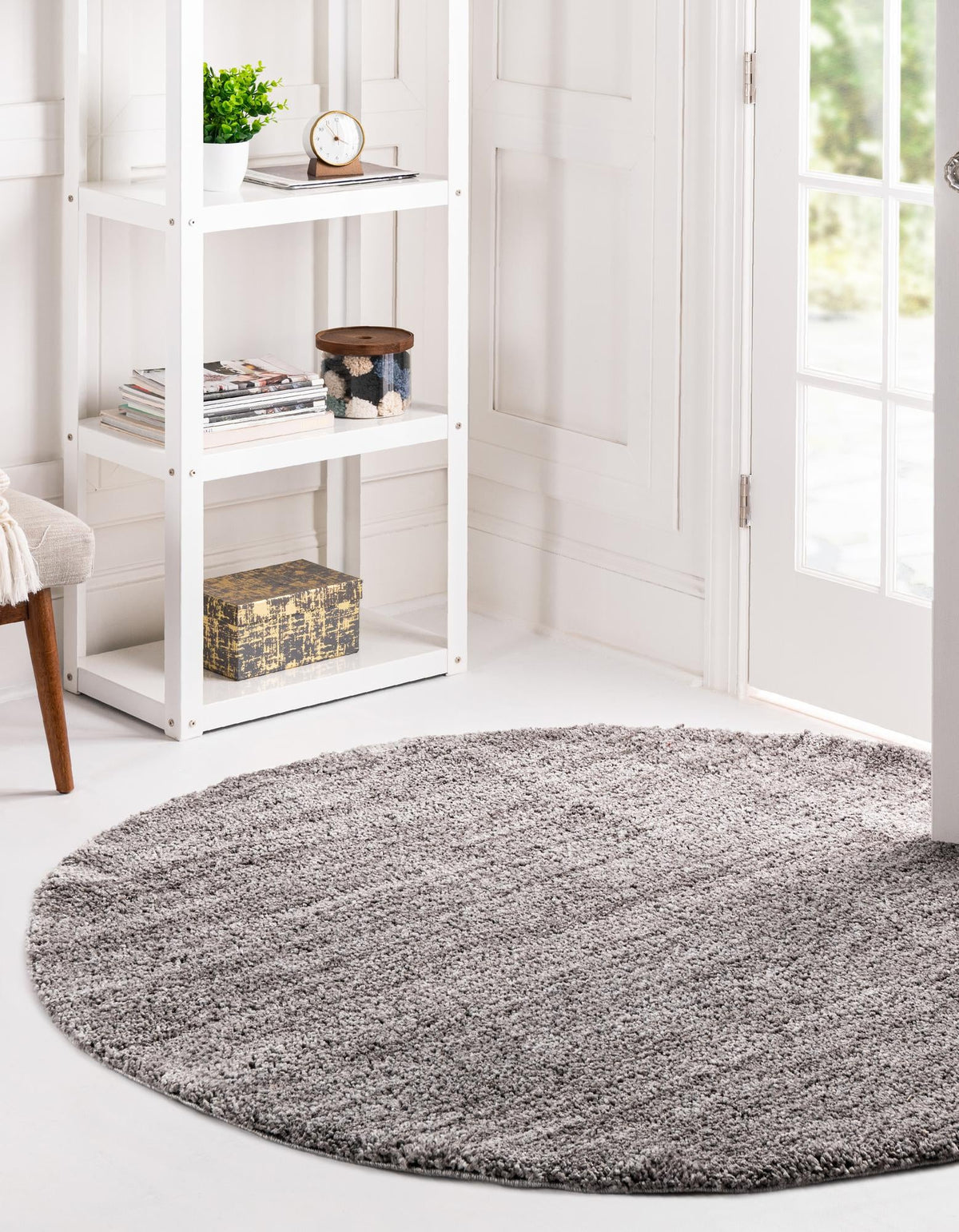 Plush Paradise Retreat Collection Area Rug - Santorini Round Pepper Gray  lifestyle 71