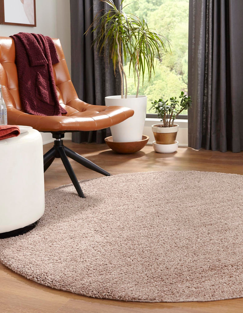 Plush Paradise Retreat Collection Area Rug - Santorini (Mushroom) Round Mushroom  lifestyle 18