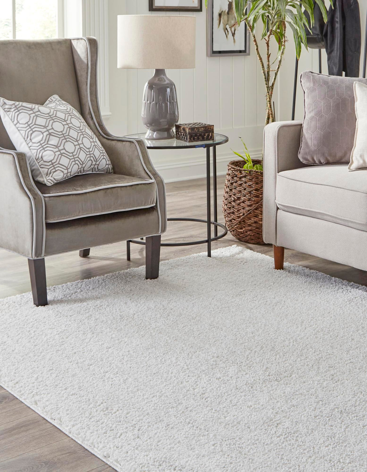 Plush Paradise Retreat Collection Area Rug - Santorini Rectangle Sea Salt White  lifestyle 11