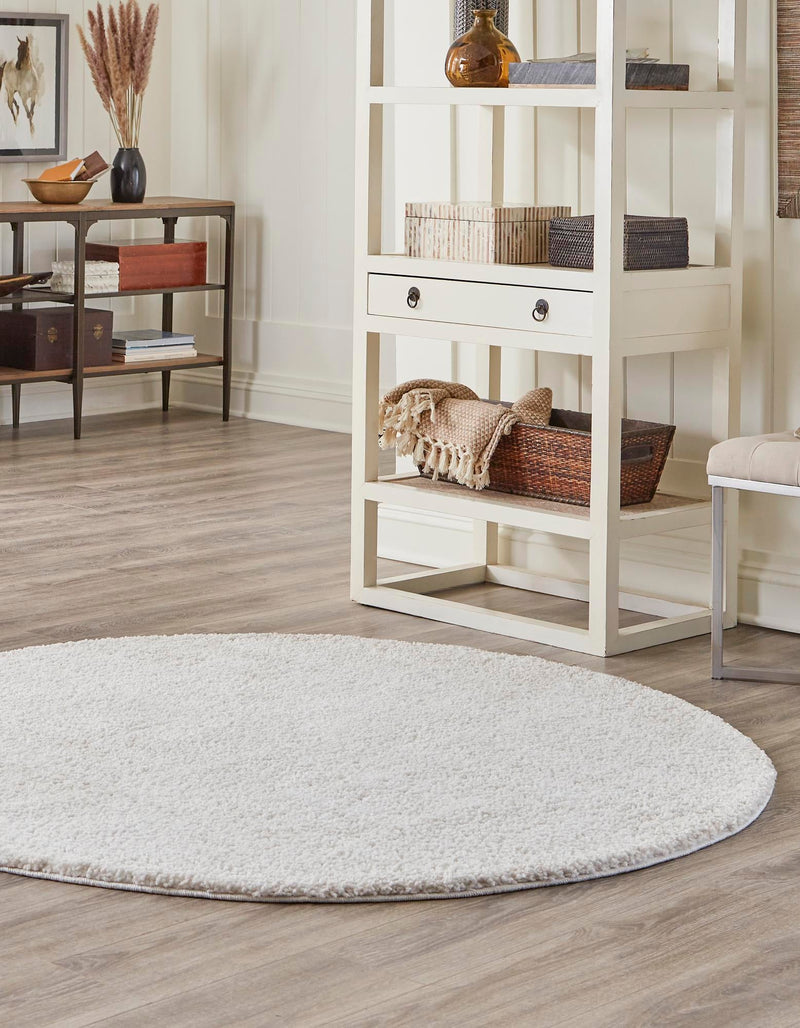 Plush Paradise Retreat Collection Area Rug - Santorini (Sea Salt White) Round Sea Salt White  lifestyle 18