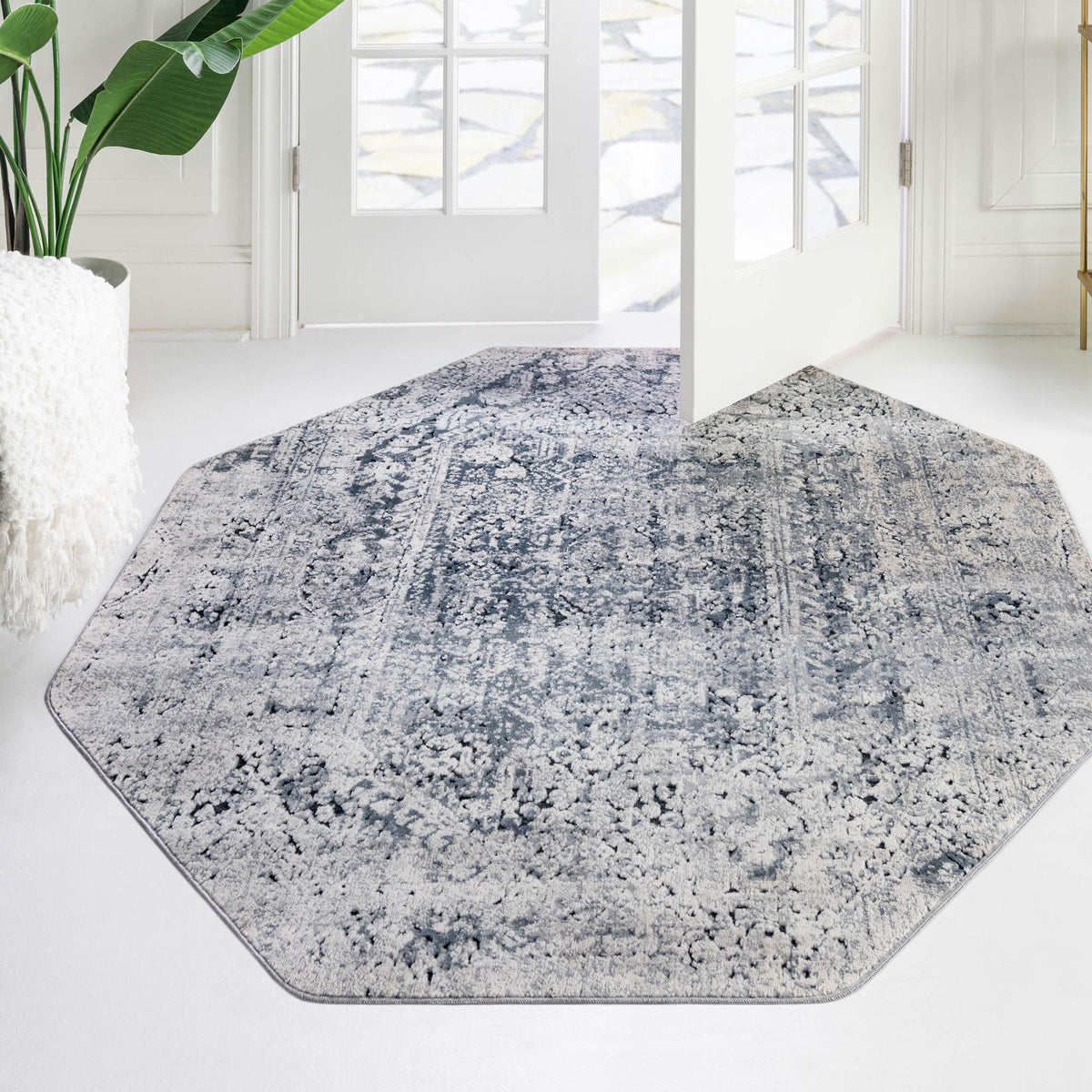 Coastal Manor Collection Area Rug -  Wavecrest Octagon Gray  lifestyle 106