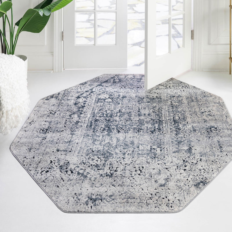 Coastal Manor Collection Area Rug -  Wavecrest Octagon Gray  lifestyle 106