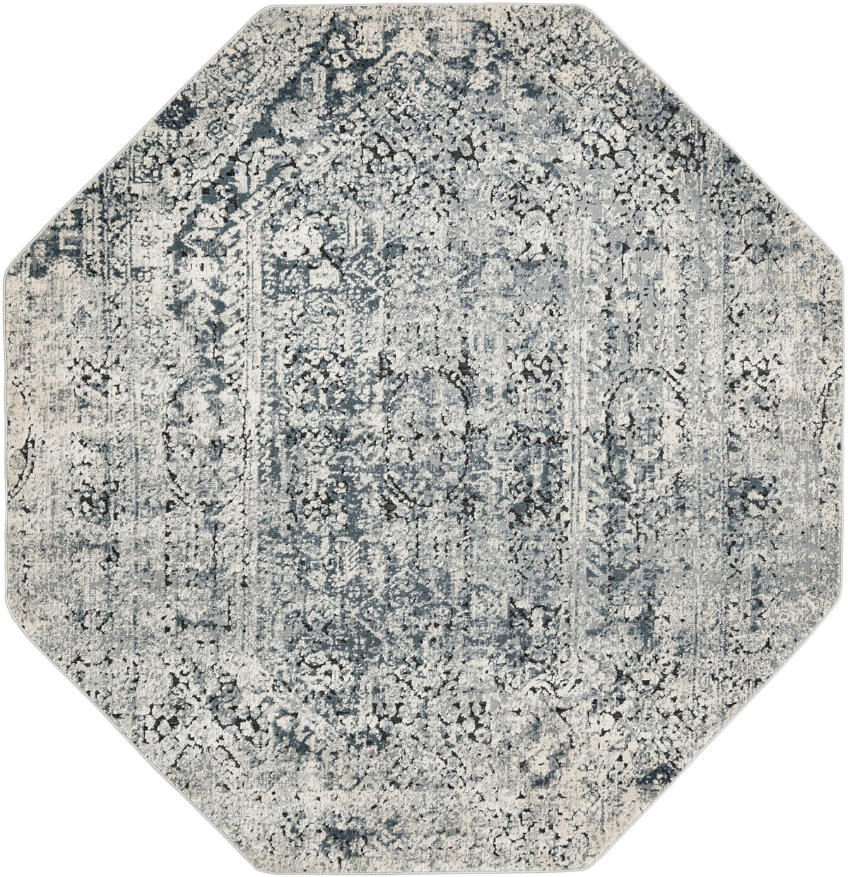 Coastal Manor Collection Area Rug -  Wavecrest Octagon Gray  lifestyle 38