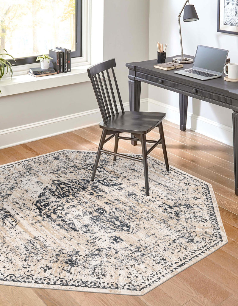 Coastal Manor Collection Area Rug -  Dunes Octagon Dark Blue  lifestyle 33
