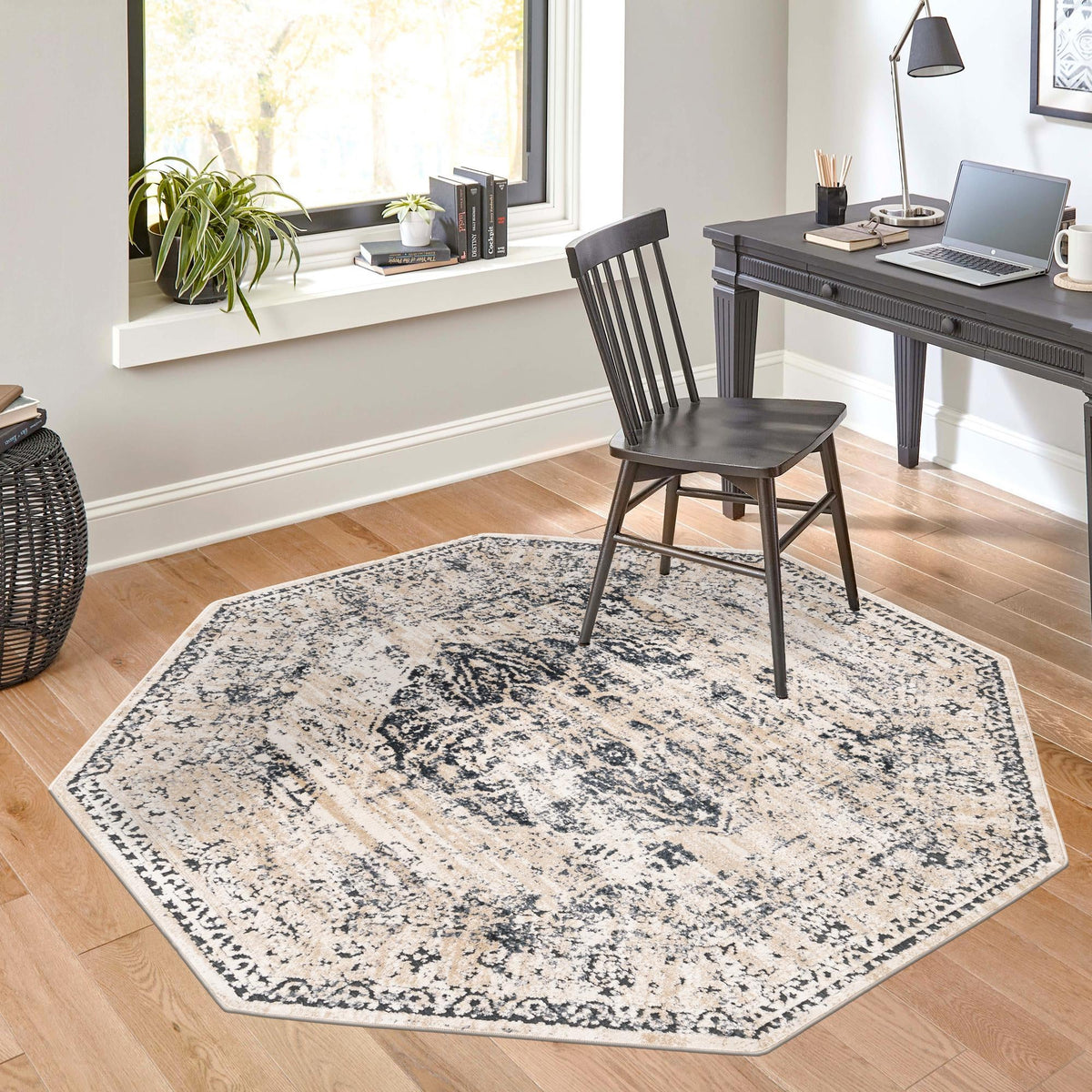 Coastal Manor Collection Area Rug -  Dunes Octagon Dark Blue  lifestyle 113