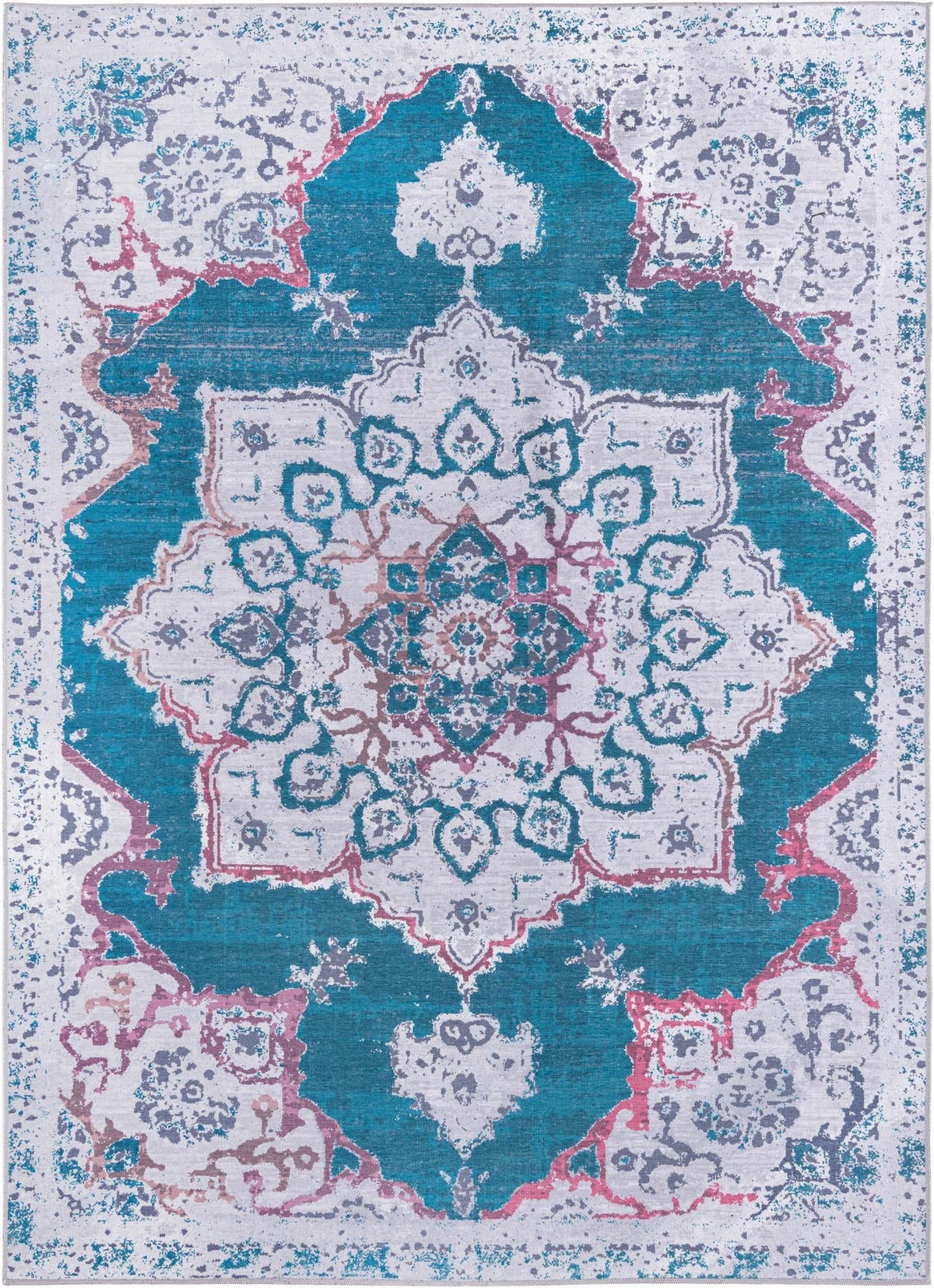 Baroque Era Collection Area Rug - Versailles (Teal Green) Rectangle Teal Green Main