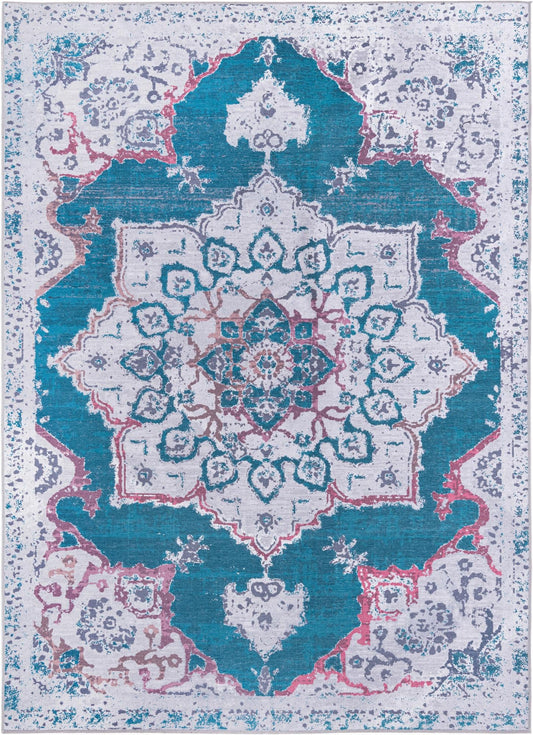 Baroque Era Collection Area Rug - Versailles (Teal Green) Rectangle Teal Green Main