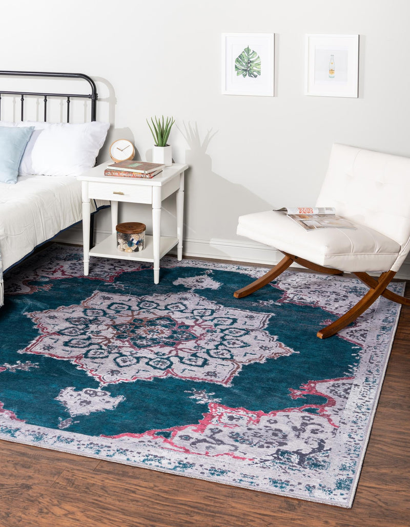 Baroque Era Collection Area Rug - Versailles (Teal Green) Square Teal Green  lifestyle 11