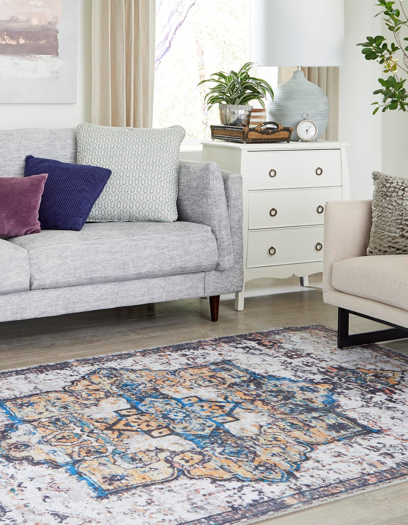 Baroque Era Collection Area Rug - Versailles (Sea Salt White) Rectangle Sea Salt White  lifestyle 3