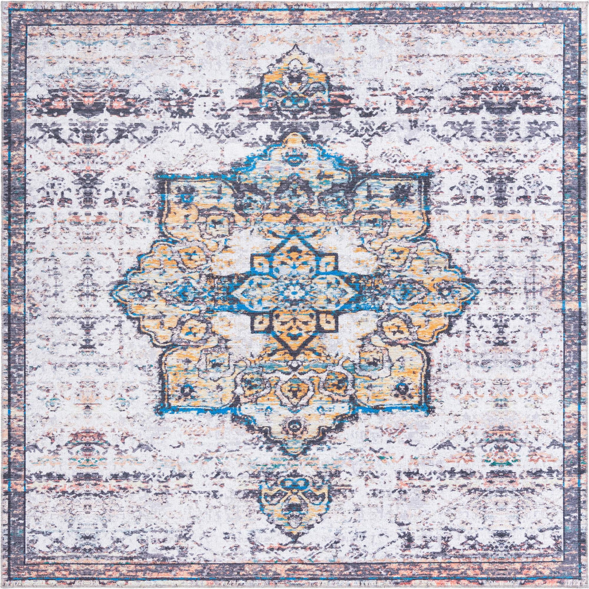 Baroque Era Collection Area Rug - Versailles (Sea Salt White) Square Sea Salt White  lifestyle 9