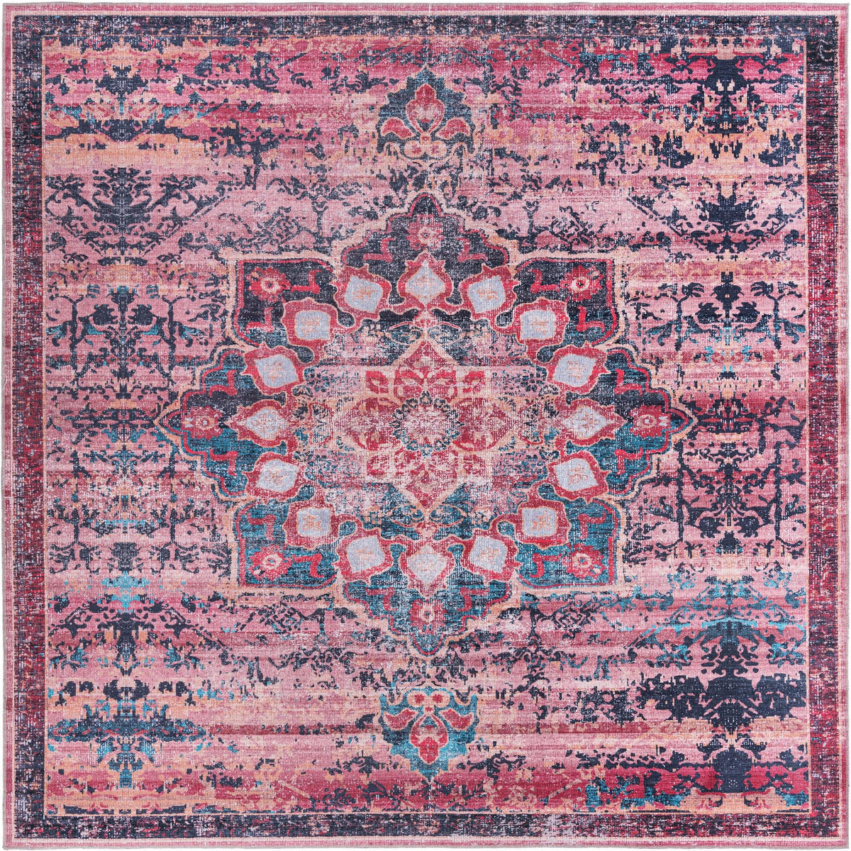 Baroque Era Collection Area Rug - Versailles (Brick) Square Brick  lifestyle 9