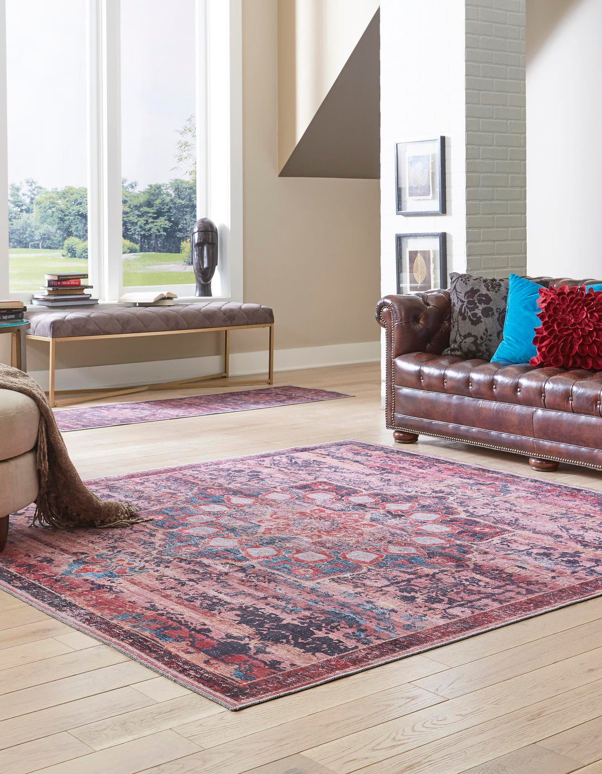 Baroque Era Collection Area Rug - Versailles (Brick) Square Brick  lifestyle 13