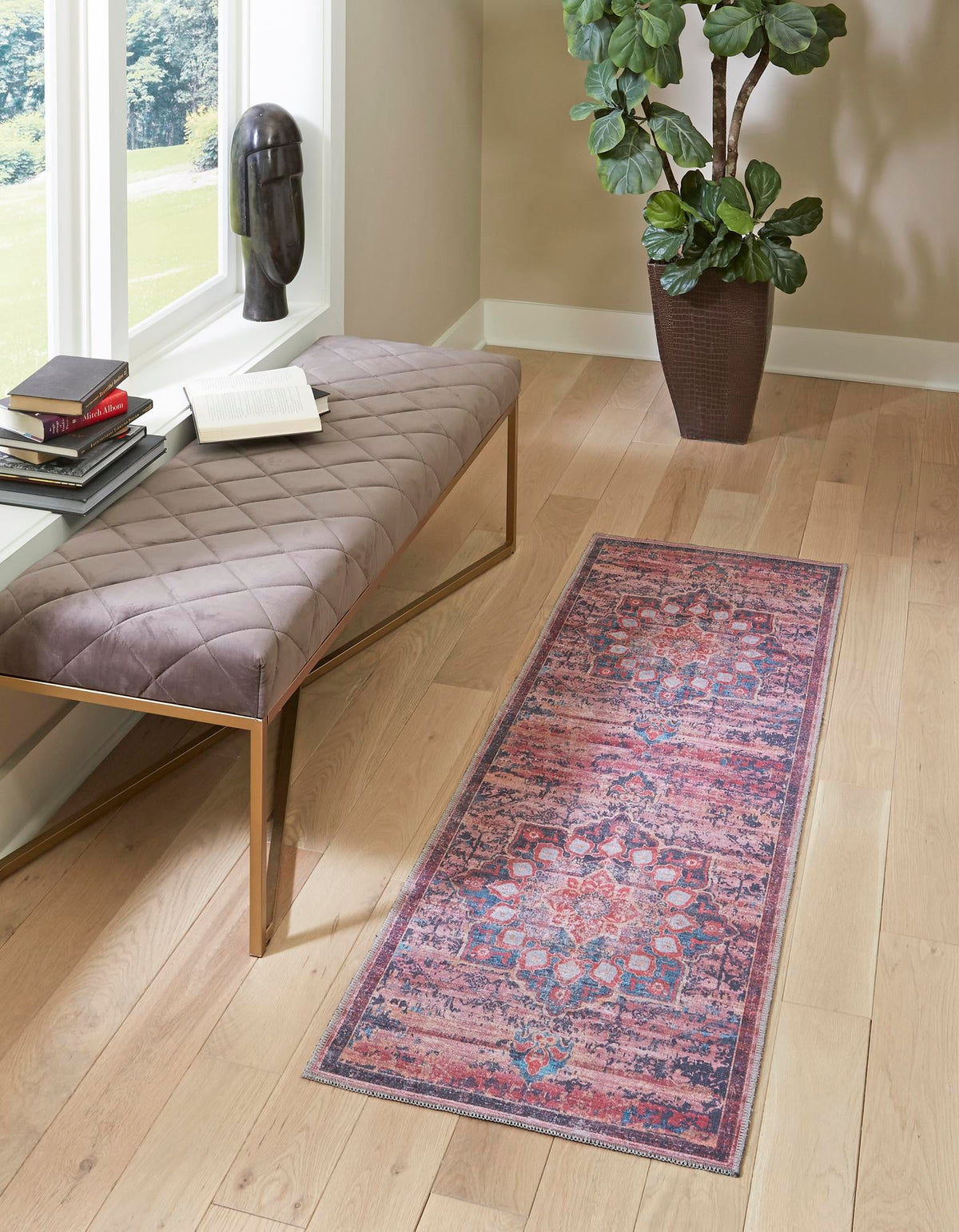 Baroque Era Collection Area Rug - Versailles (Brick) Runner Brick  lifestyle 12