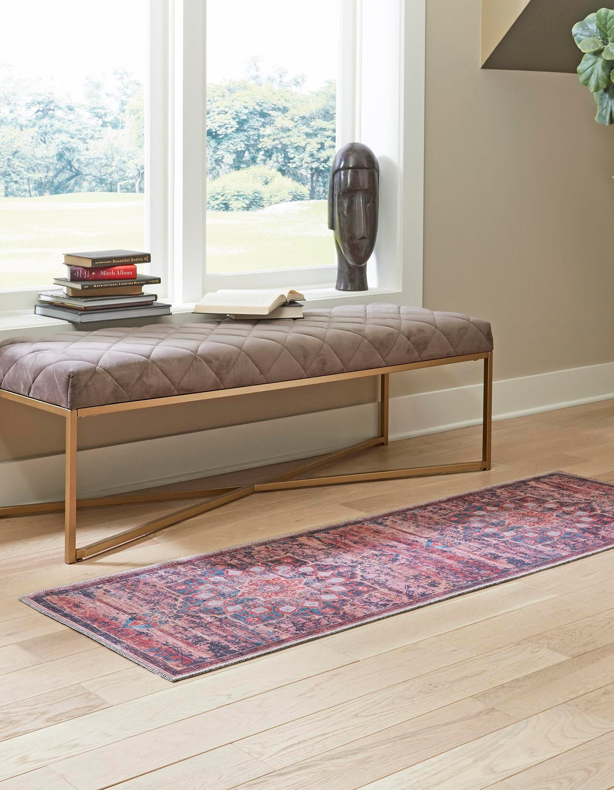 Baroque Era Collection Area Rug - Versailles (Brick) Runner Brick  lifestyle 14