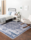 Baroque Era Collection Area Rug - Versailles (Gray Blue) Square Gray Blue  lifestyle 17