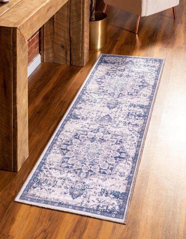 Baroque Era Collection Area Rug - Versailles (Gray Blue) Runner Gray Blue  lifestyle 14
