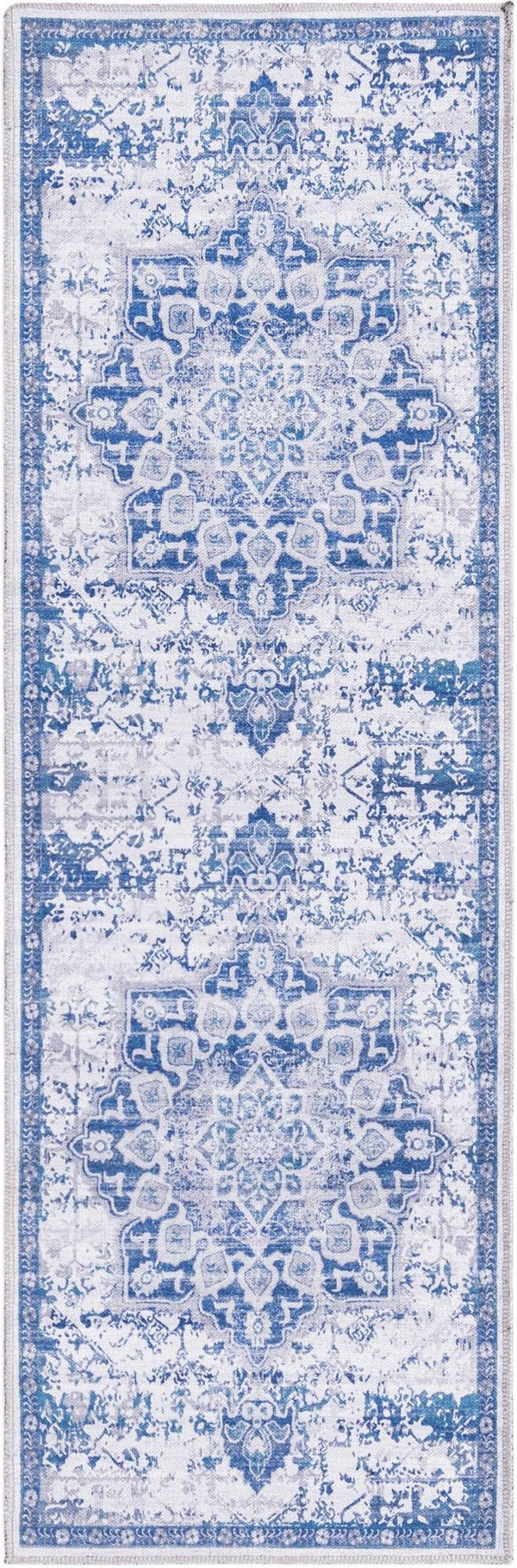 Baroque Era Collection Area Rug - Versailles (Gray Blue) Runner Gray Blue  lifestyle 10