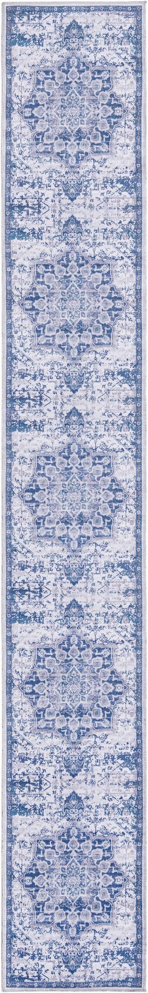Baroque Era Collection Area Rug - Versailles (Gray Blue) Runner Blue Gray  lifestyle 25