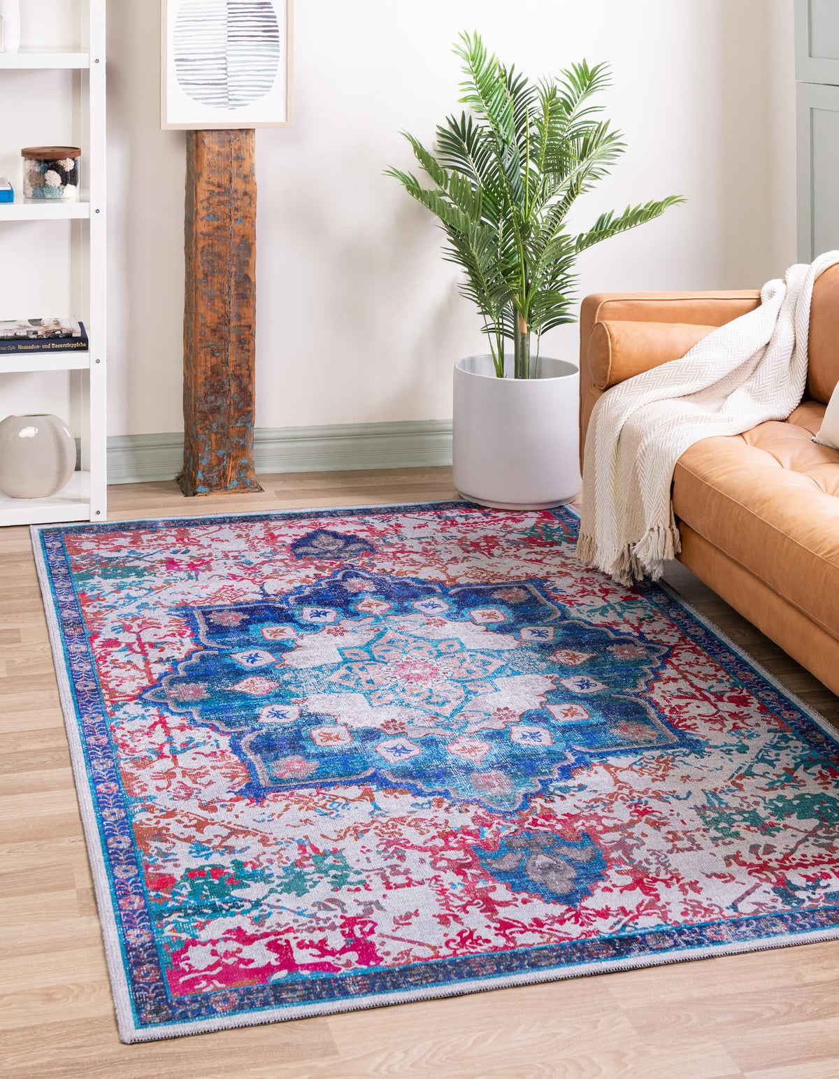 Baroque Era Collection Area Rug - Versailles (Ivory Blue) Rectangle Ivory Blue  lifestyle 2